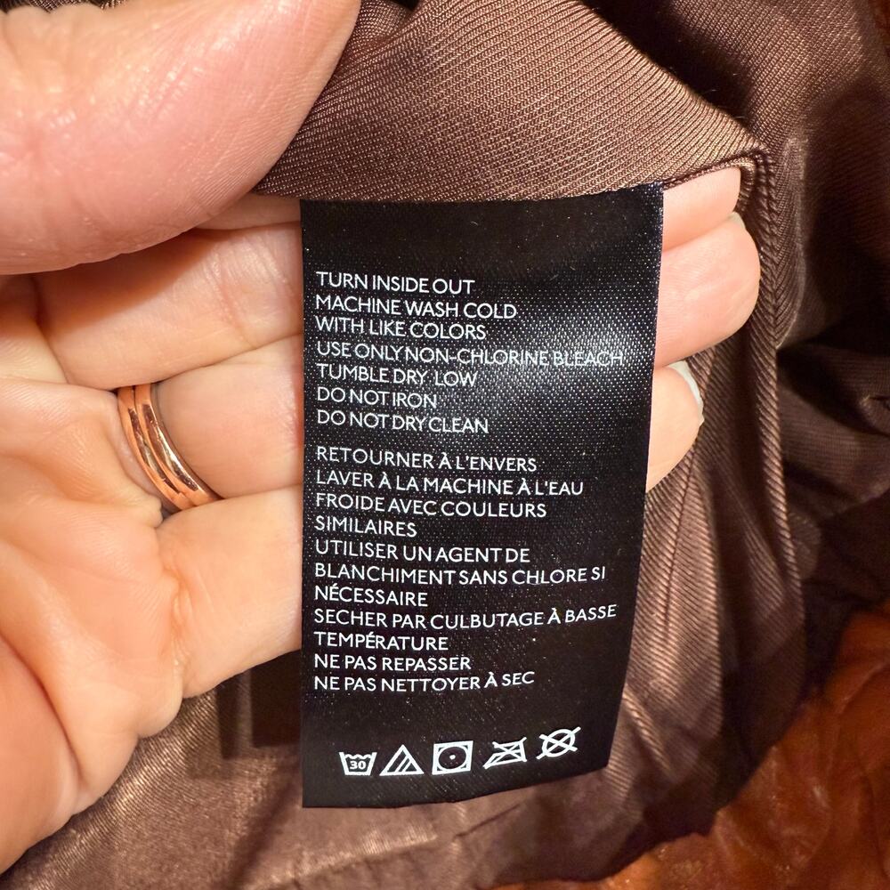 Free People Brown Josie Vegan Leather Moto Jacket Sz M NWT - Picture 7 of 14